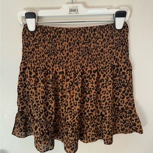 Aqua Leopard Print Mini Skirt